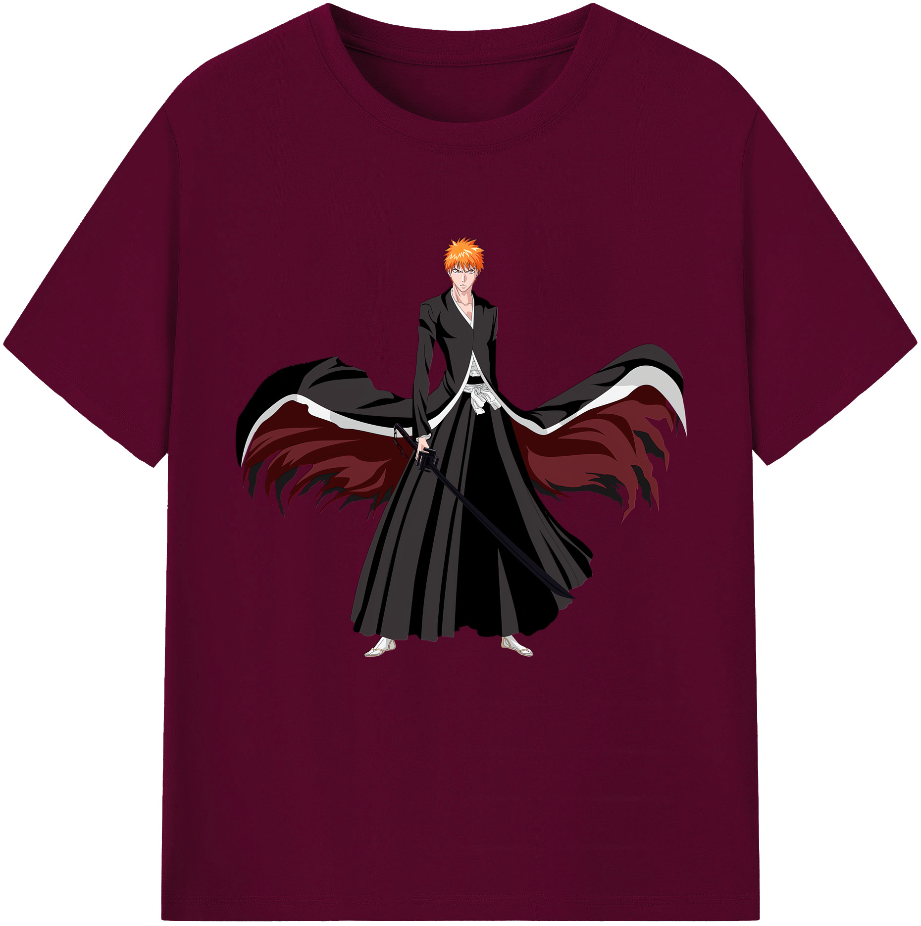 （画像用） ブリーチ 黒崎一護（くろさき いちご）BLEACH Kurosaki Ichigo レディースカジュアルプリントTシャツ（綿100％）